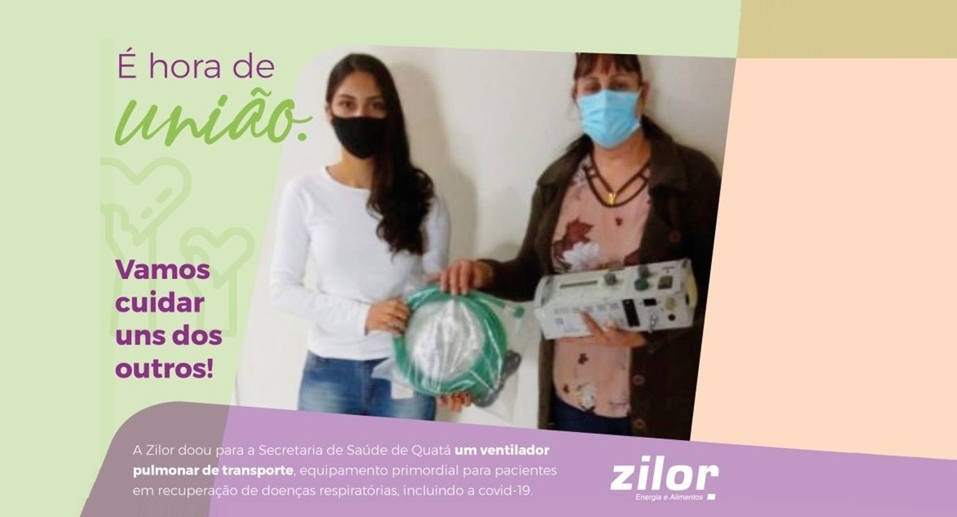 Zilor doa ventilador pulmonar de transporte para Quatá
