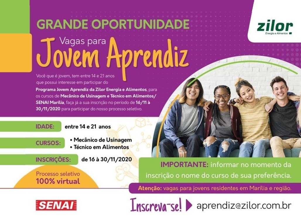 Zilor oferece vagas para Programa Jovem Aprendiz