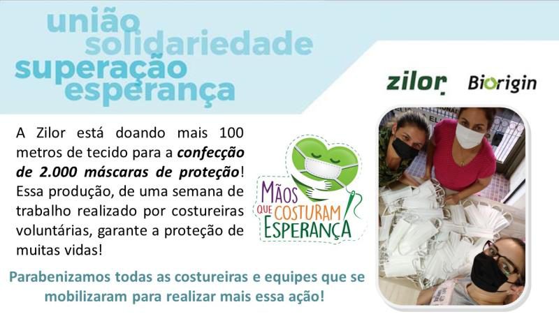 Zilor doa tecido para confecção de 2 mil máscaras de proteção
